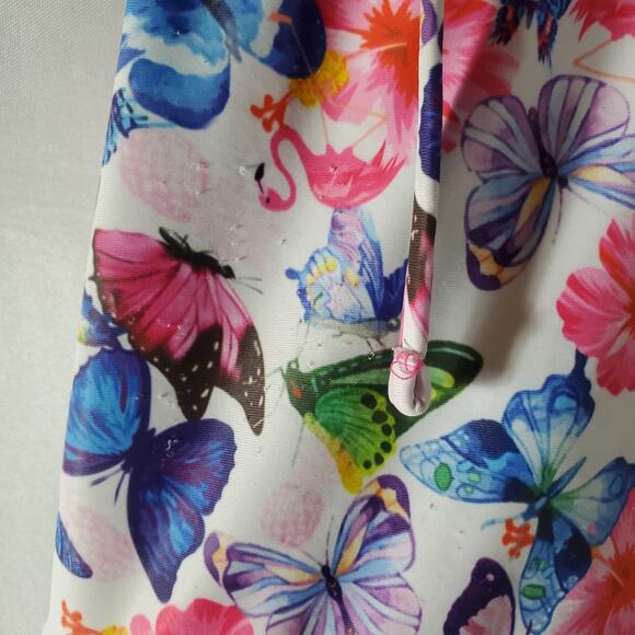 Girls 4T Swimsuit Pink Butterfly Floral Peplum One Piece Bathing Suit Cute - Picture 6 of 9